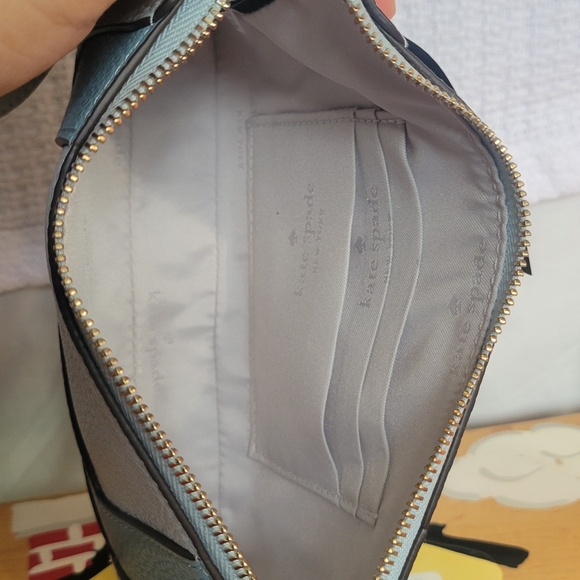 kate spade Two-Tone Light Blue Leather Clutch Bag - Picture 6 of 10